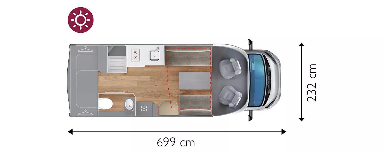 GIOTTILINE TOSCAN 69XF|DINETTE FACE TO FACE E BASCULANTE
